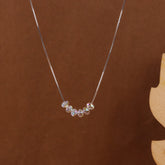 Silver Clear Crystal Six Round Stone Pendant With chain